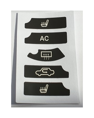 Aufkleber für Tasten Sitzheizung Umluft Klima AC für Klimabedienteil  manuelle Klimaanlage SAAB 9-3 II 2003-2006, 32022047ST /